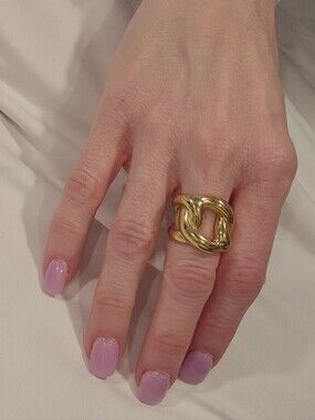 NEW Gold Plated Chunky Chain Link Statement | Bold Sculptural Cocktail Ring